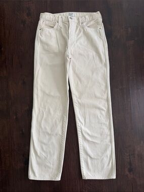 SUNDAY BEST JEANS HIGH RISE CREAM STRAIGHT LEG SZ 4 CLASSIC SUMMER POCKETS Y2K